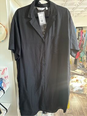 Stockholm Atelier Black Short-Sleeve shirt button down Dress
